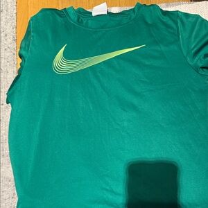 Nike Kids Teal T-Shirt with Yellow Swoosh
